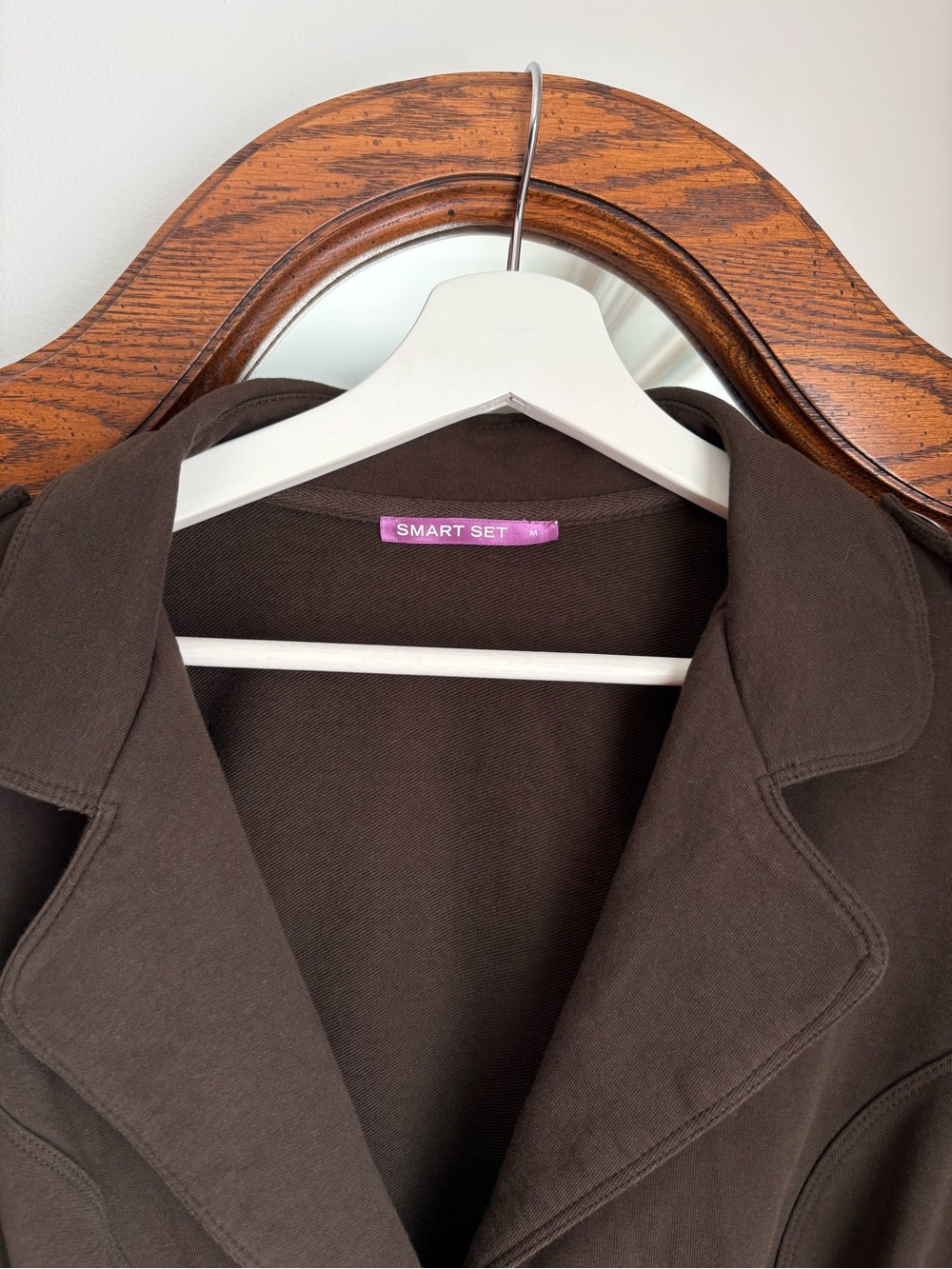 Smart Set y2k Belted Taupe Trench Style Sweater - Picture 3 of 3